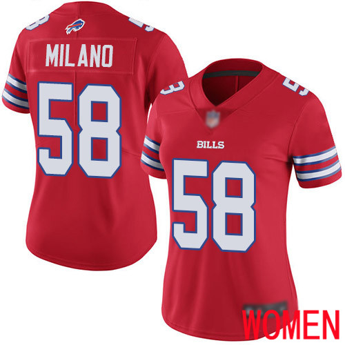 Women Buffalo Bills #58 Matt Milano Limited Red Rush Vapor Untouchable NFL Jersey
